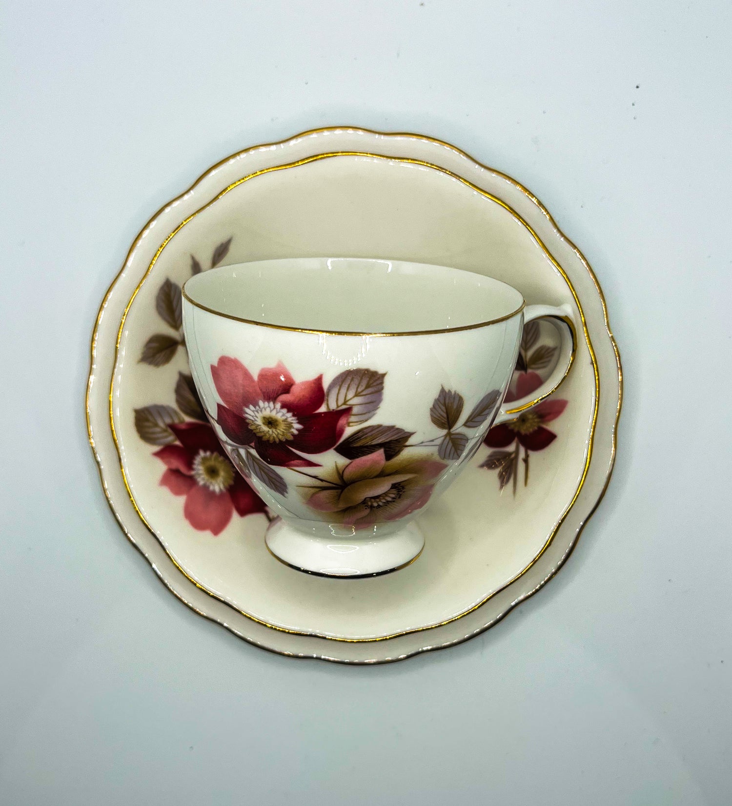 Vintage Teacup Trio (2 Plate + 1 Cup): Serial Number 25138