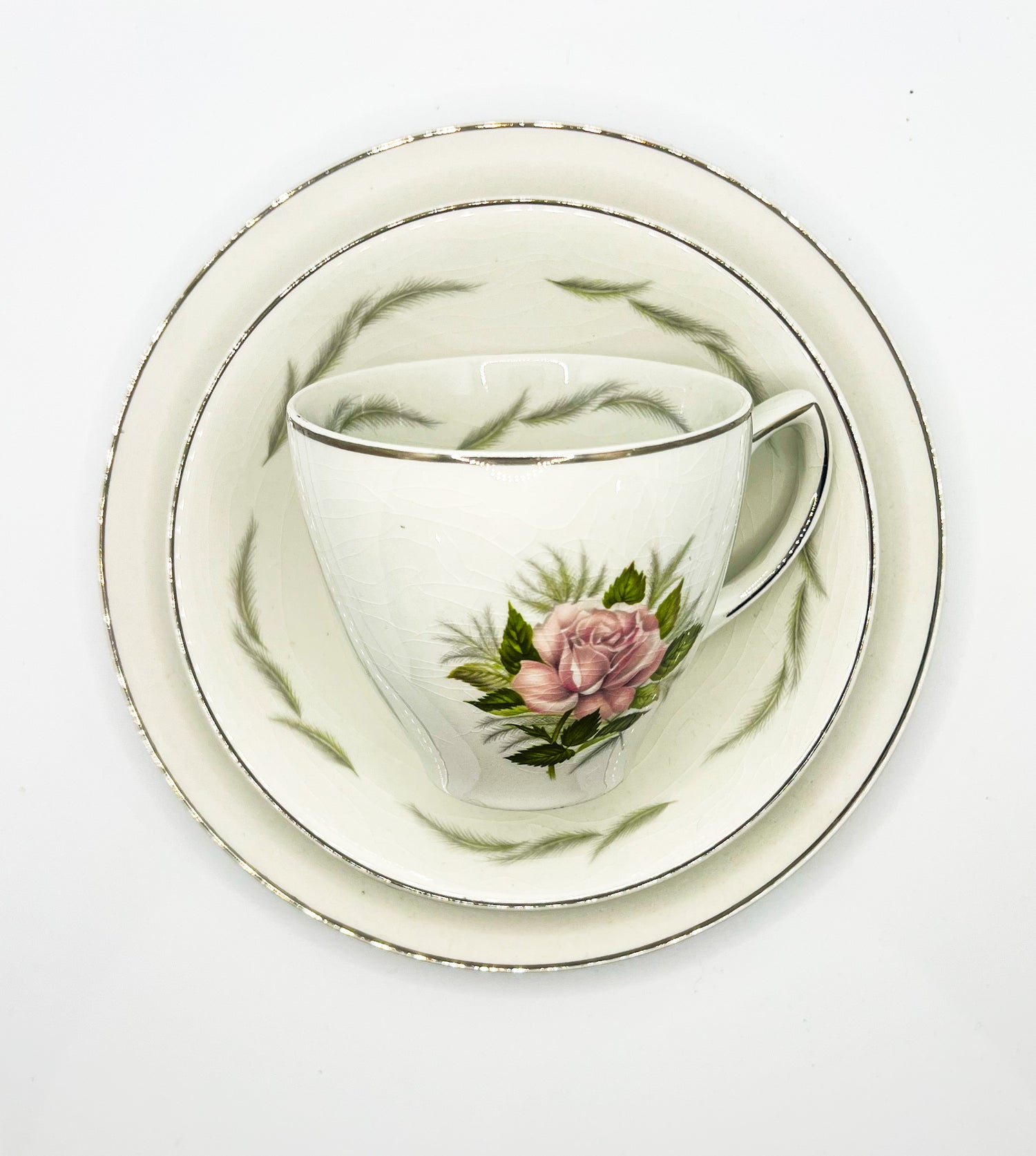 Vintage Teacup Trio (2 Plate + 1 Cup): Serial Number 25117