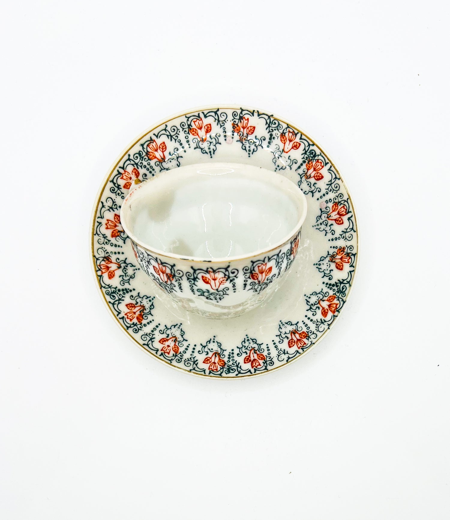 Vintage Teacup Set (1 Plate + 1 Cup): Serial Number 2521