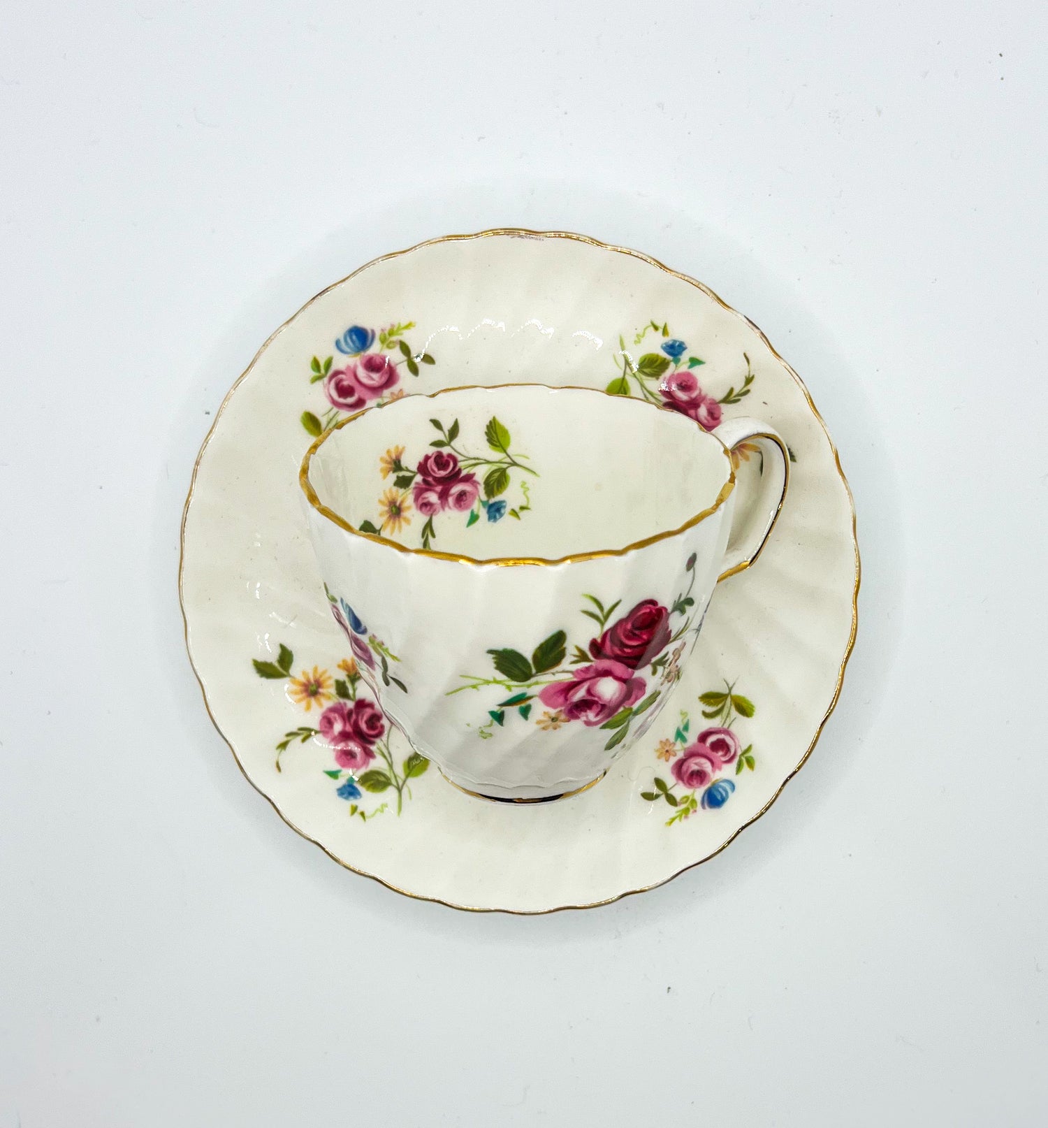 Vintage Teacup Set (1 Plate + 1 Cup): Serial Number 2507