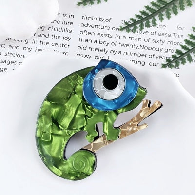 Green Chameleon Brooch