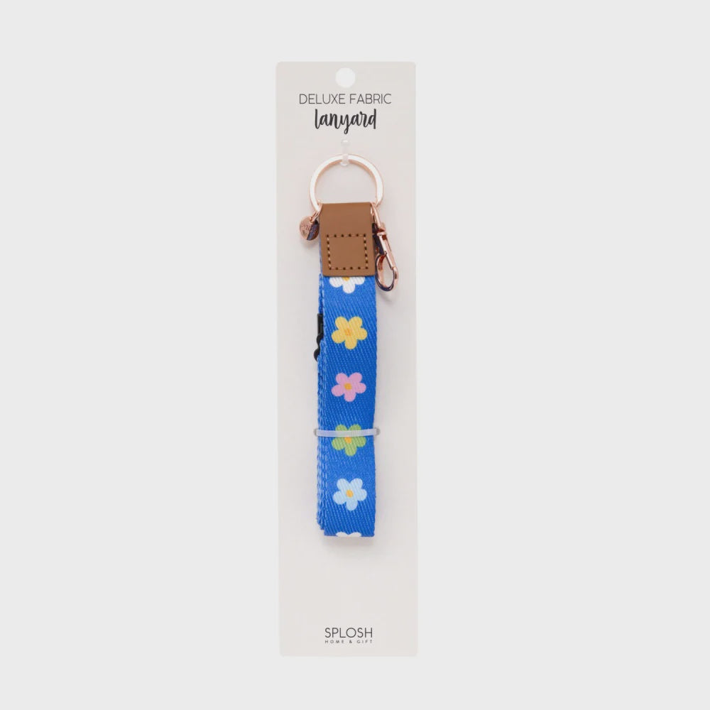 Blue Floral Fabric Lanyard