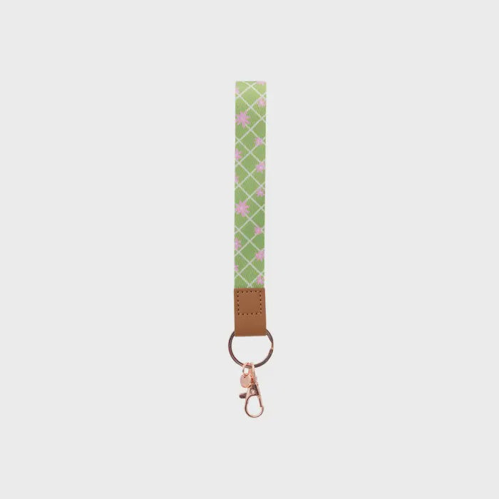 Green Daisy Fabric Wristlet Keychain