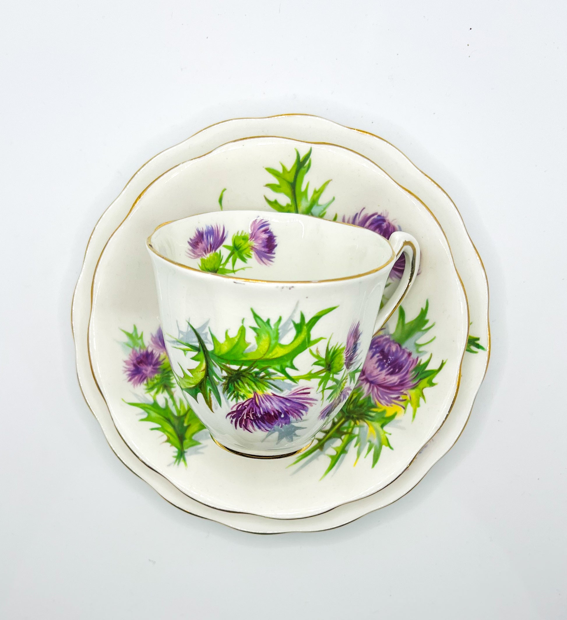 Vintage Teacup Trio (2 Plate + 1 Cup): Serial Number 25104