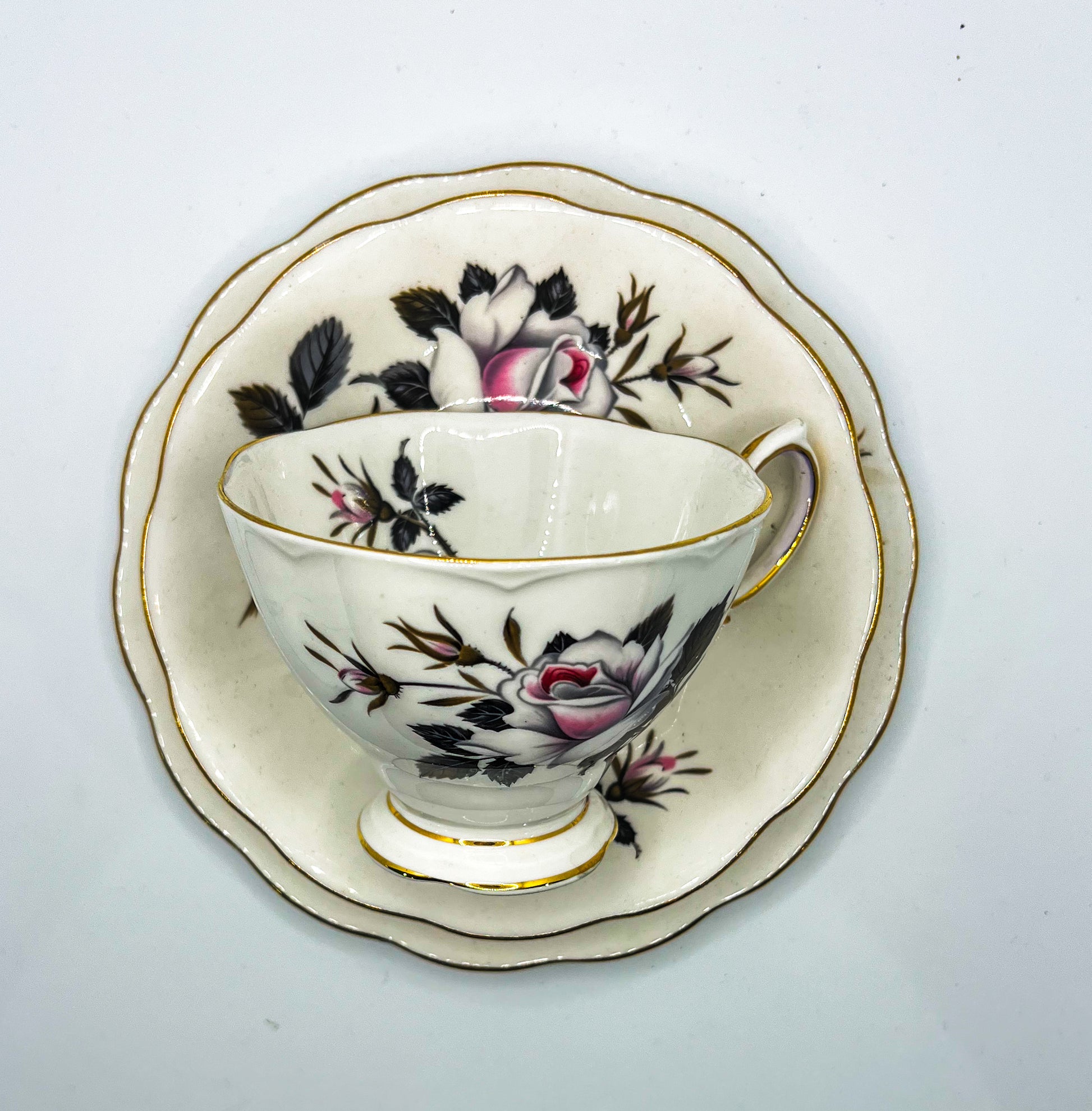 Vintage Teacup Trio (2 Plate + 1 Cup): Serial Number 25103