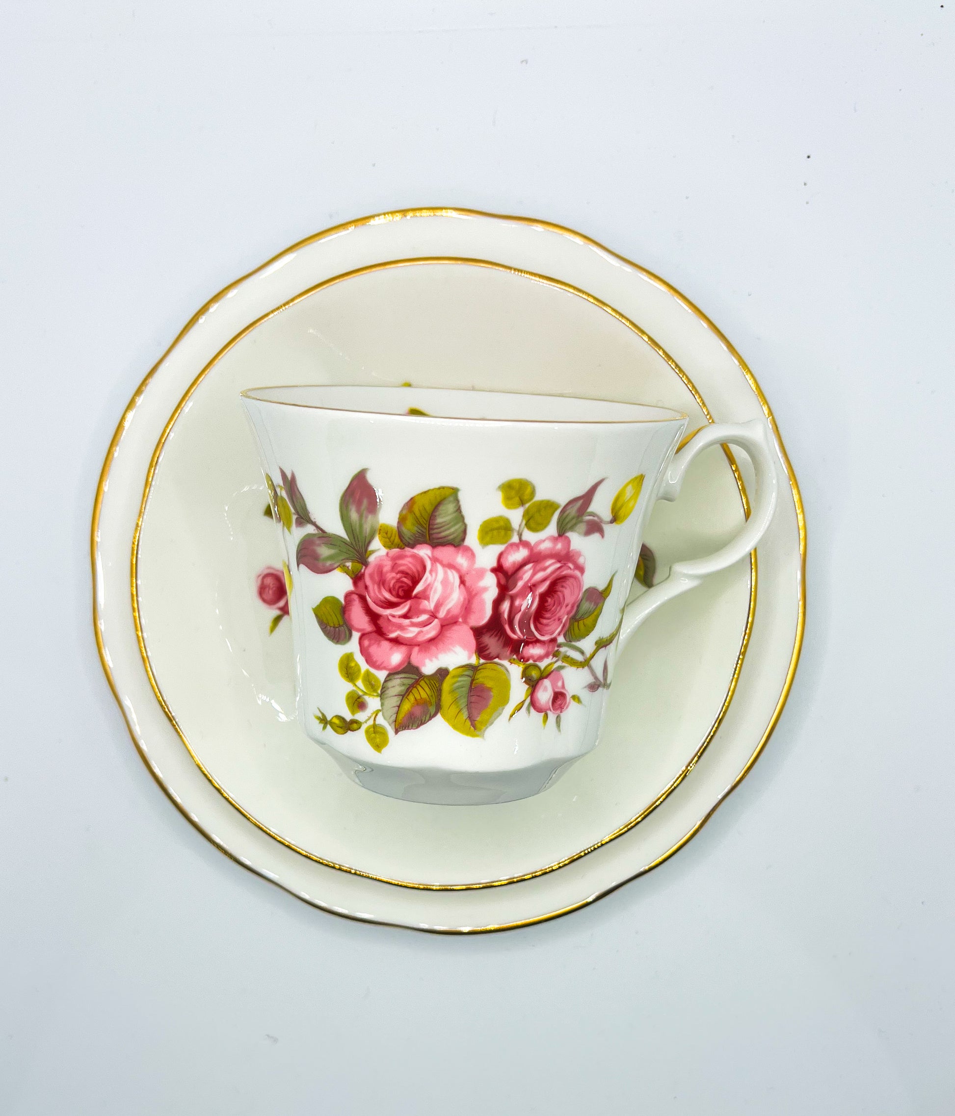 Vintage Teacup Trio (2 Plate + 1 Cup): Serial Number 2597