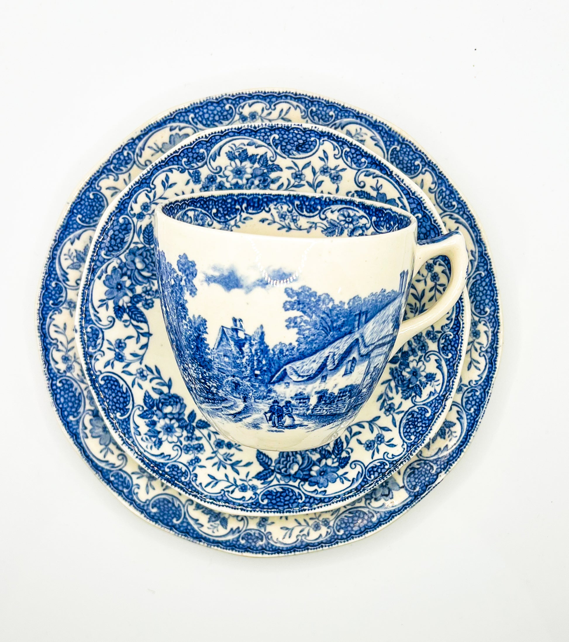 Vintage Teacup Trio (2 Plate + 1 Cup): Serial Number 2573