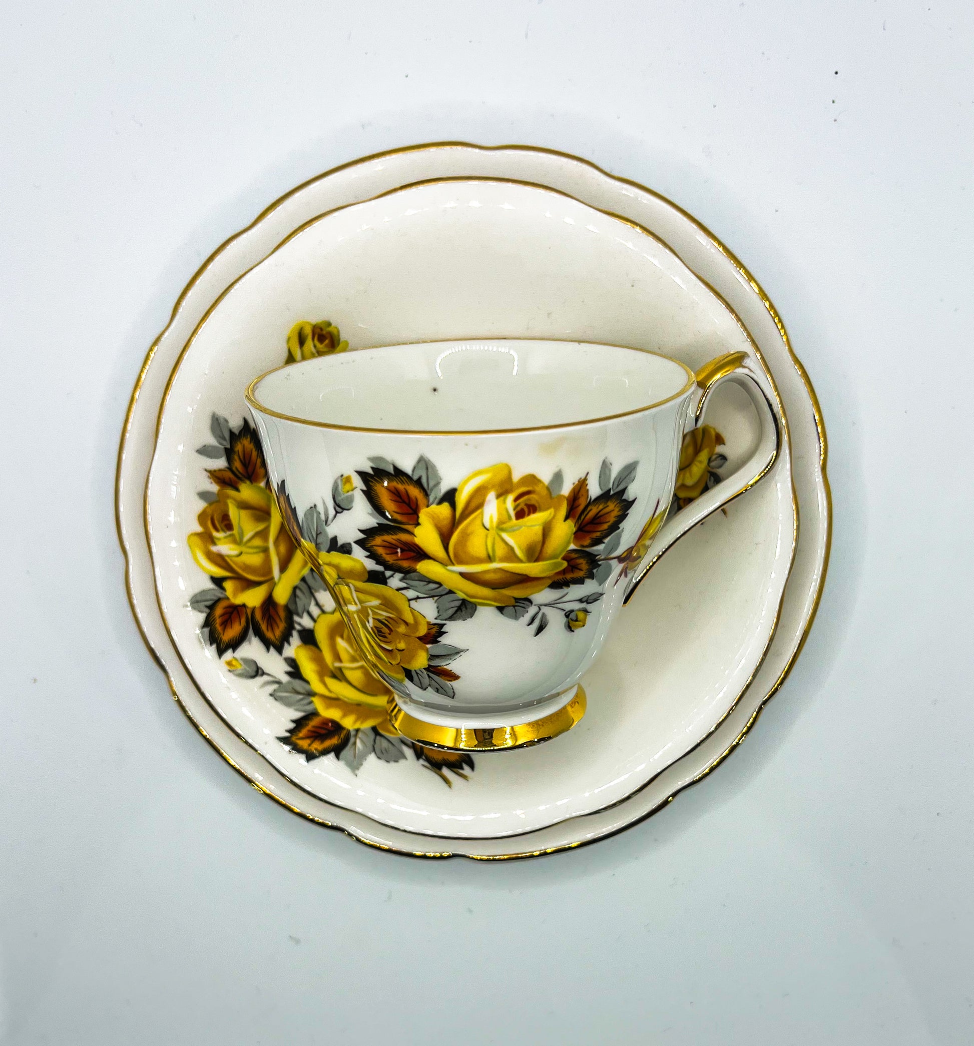 Vintage Teacup Trio (2 Plate + 1 Cup): Serial Number 2593