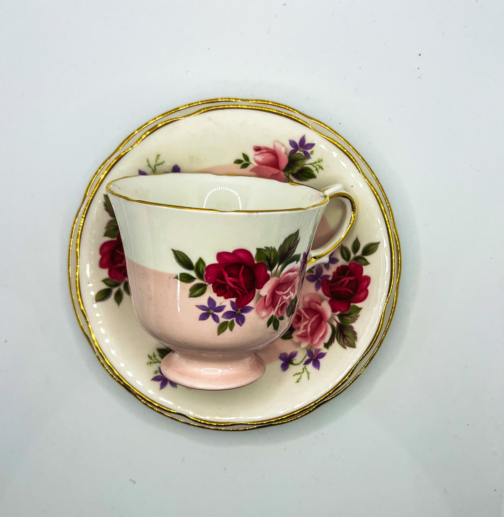 Vintage Teacup Trio (2 Plate + 1 Cup): Serial Number 2592