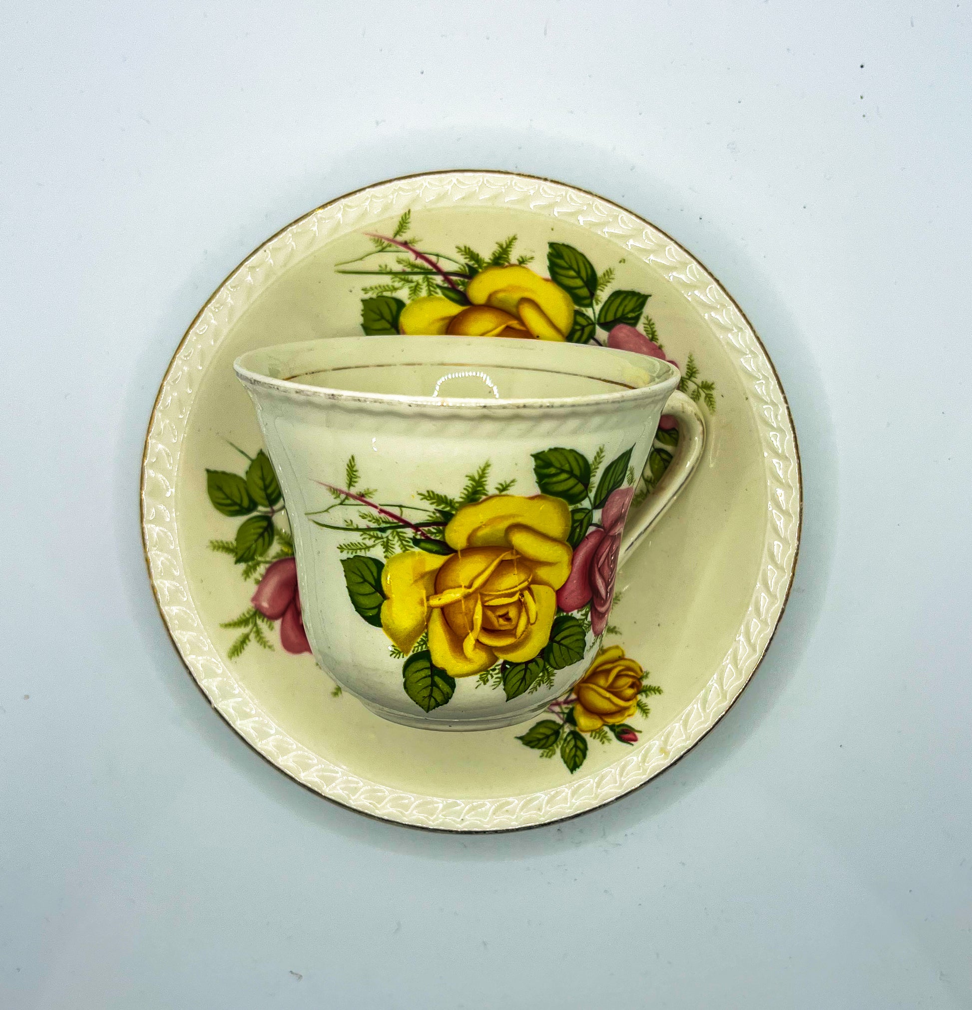 Vintage Teacup Trio (1 Plate + 1 Cup): Serial Number 2575