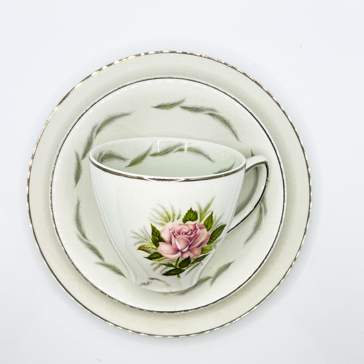 Vintage Teacup Trio (2 Plate + 1 Cup): Serial Number 2565