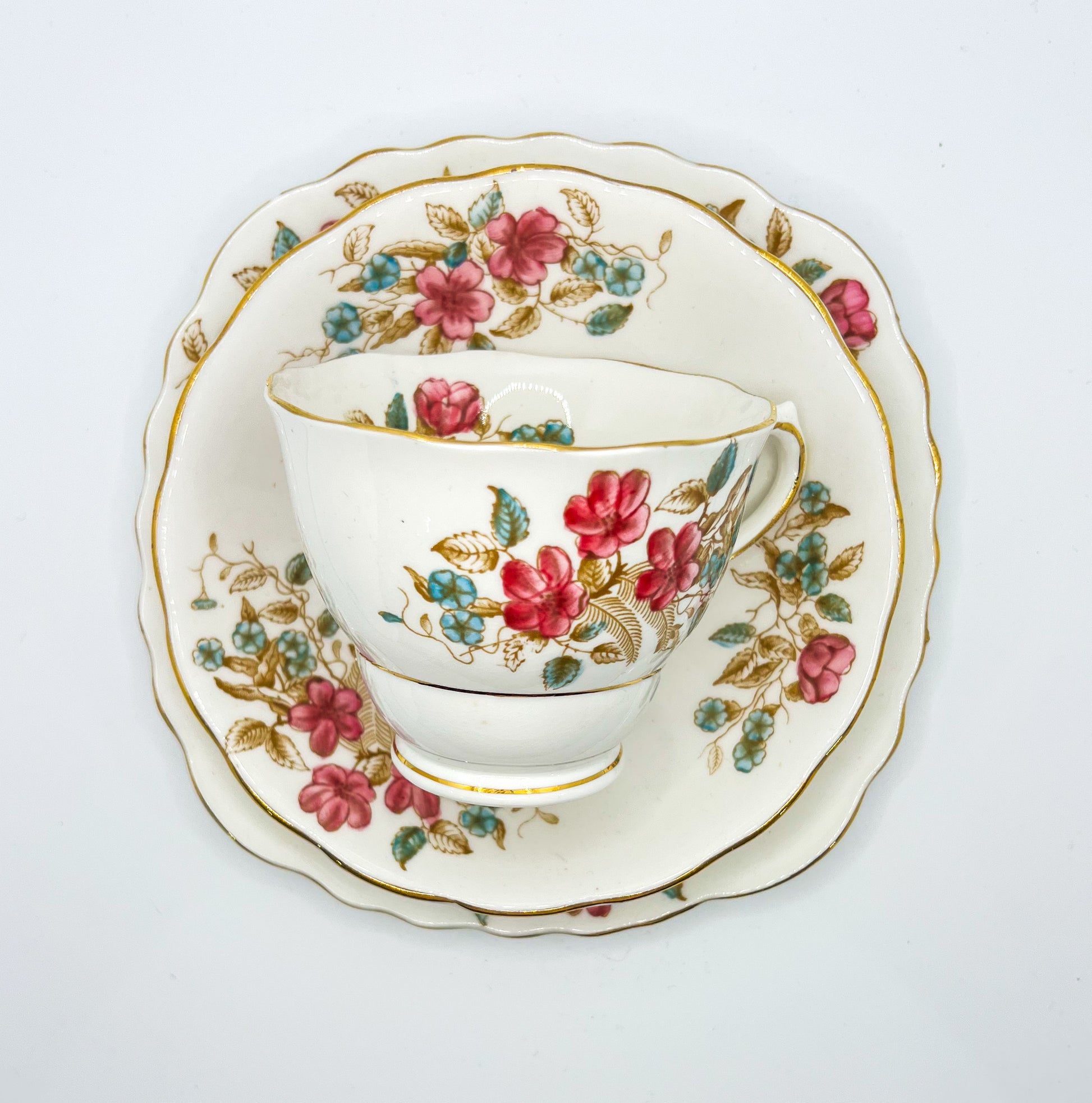 Vintage Teacup Trio (2 Plate + 1 Cup): Serial Number 2560
