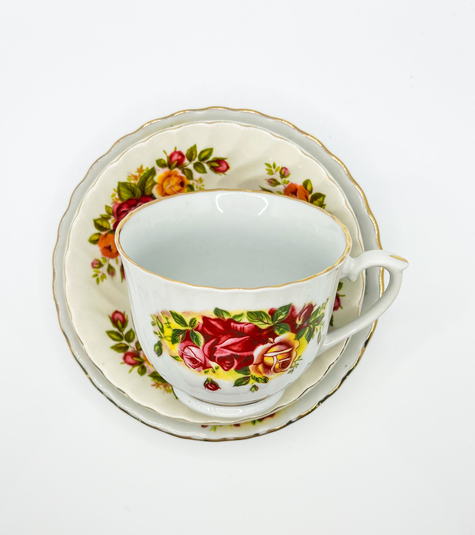 Vintage Teacup Trio (2 Plate + 1 Cup): Serial Number 2558