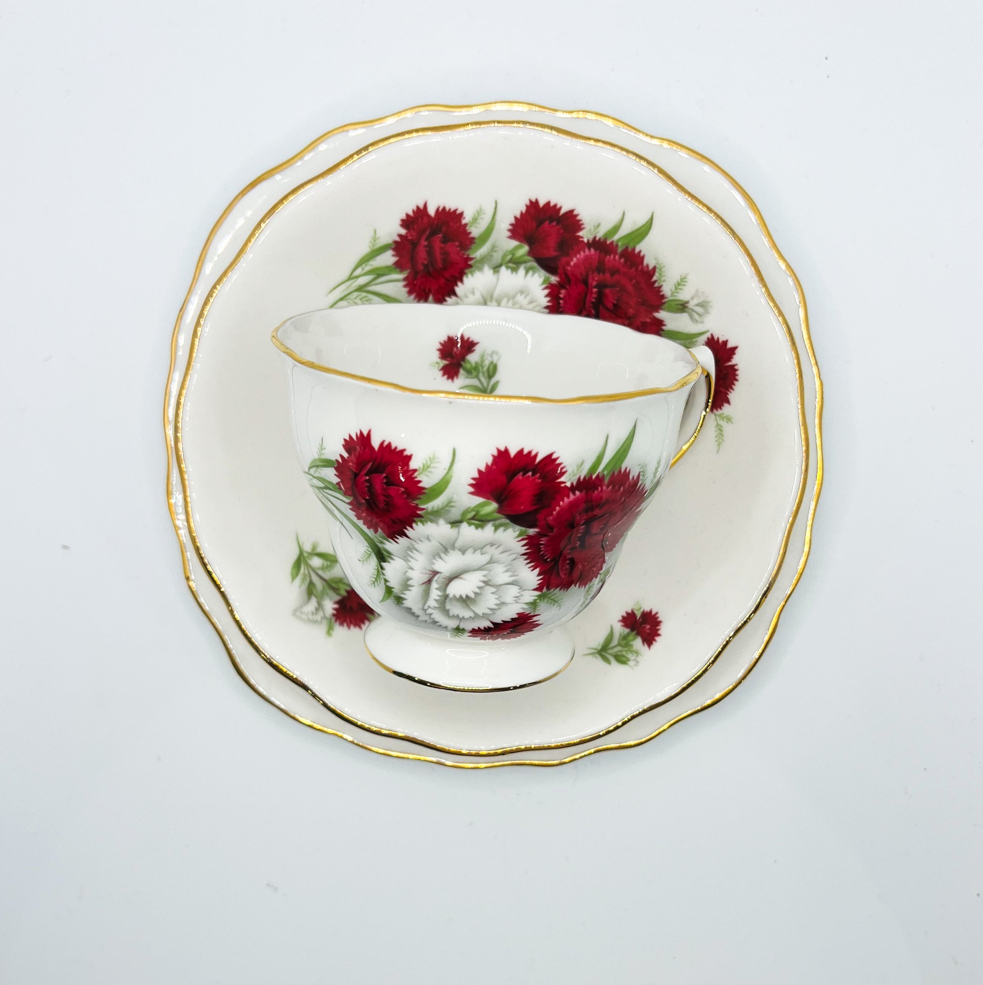Vintage Teacup Trio (2 Plate + 1 Cup): Serial Number 2552