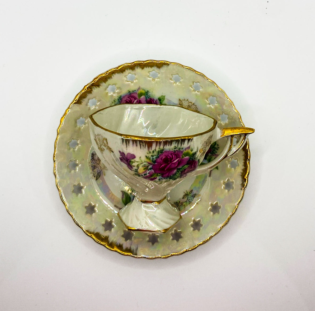 Vintage Teacup Trio (1 Plate + 1 Cup): Serial Number 2576