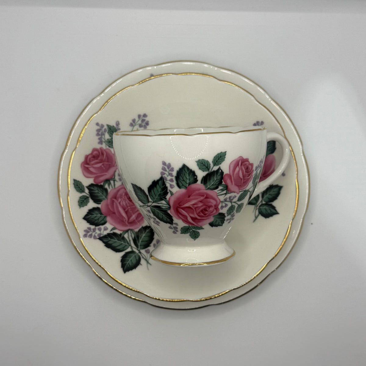 Vintage Teacup Trio (2 Plate + 1 Cup): Serial Number 25111