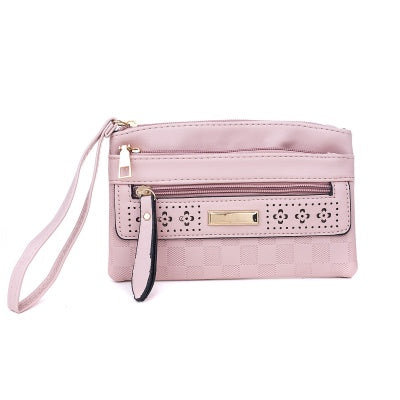 Pink Wrist Bag with Front Zip