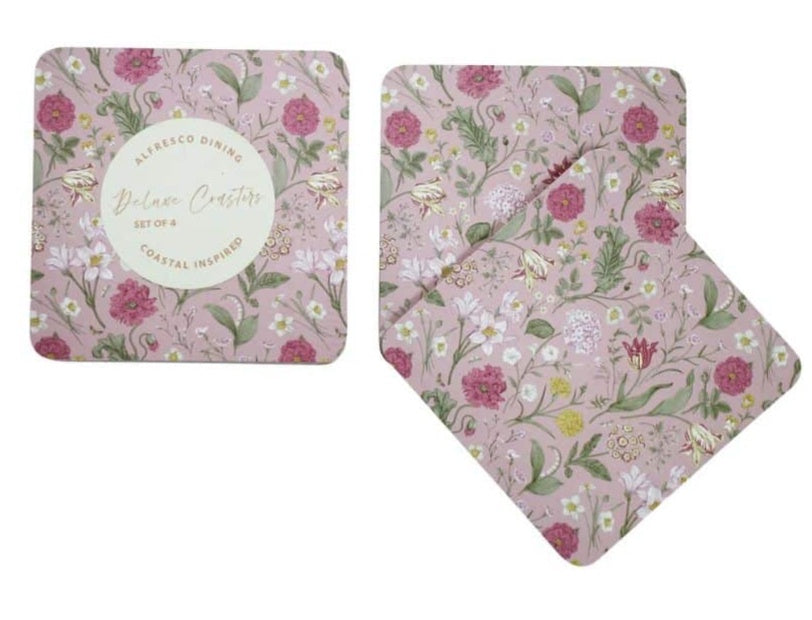 Alfresco dining coasters set of 4 - Pink Floral