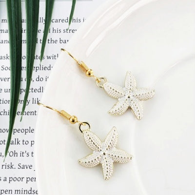 White Starfish Earrings