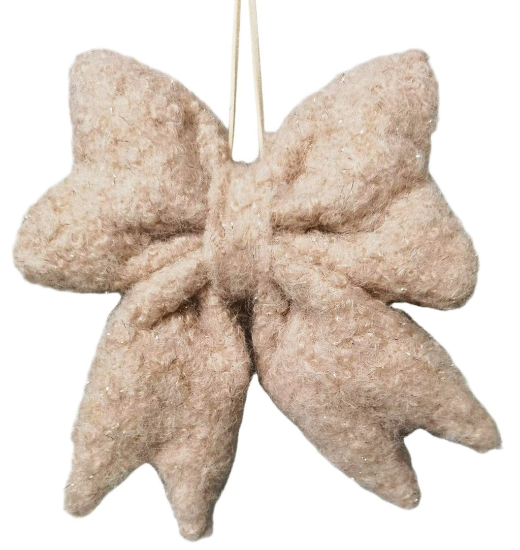 Fabric bow hanging decoration cream