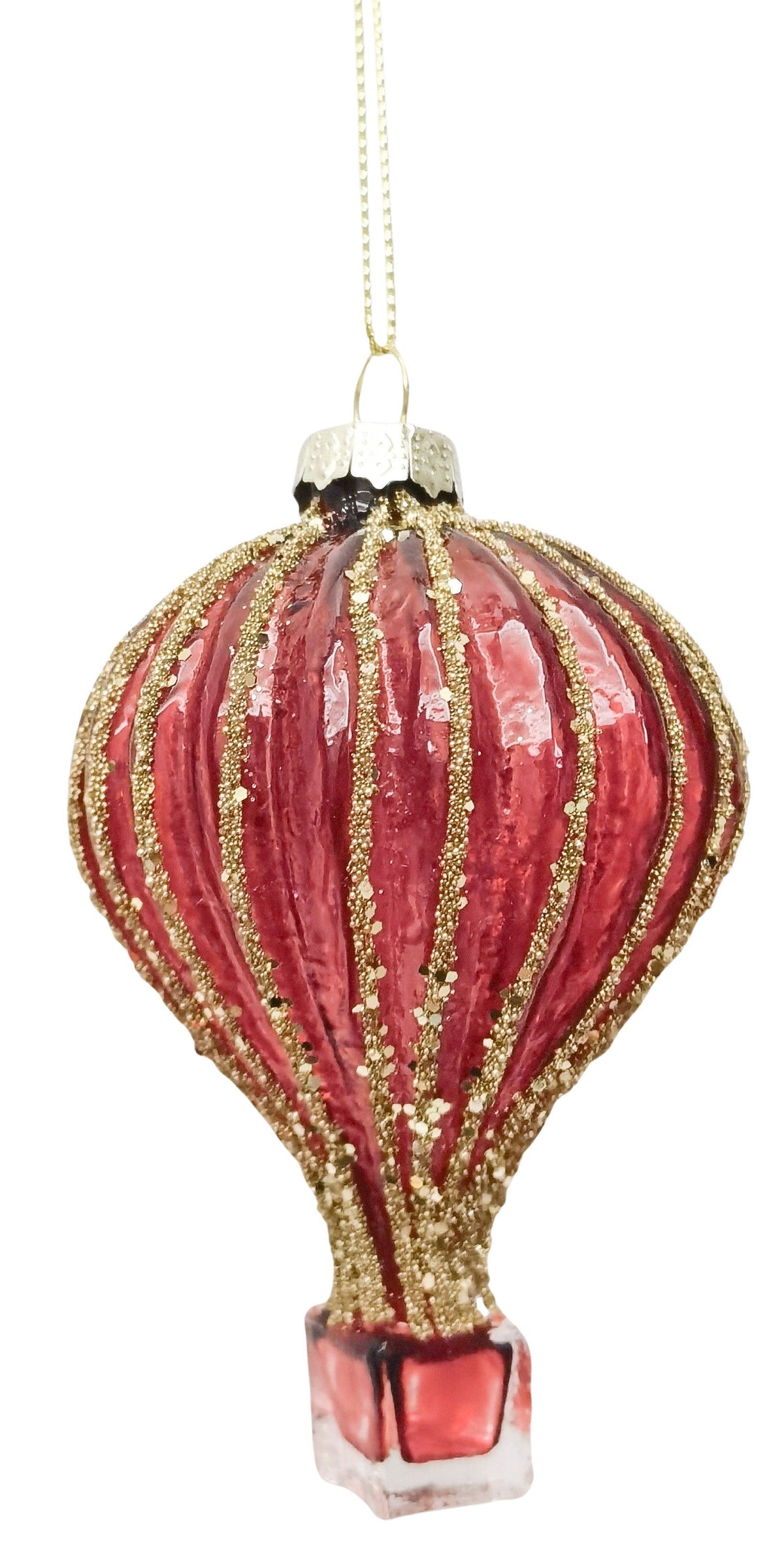 Hot Air Balloon Glass Bauble Red